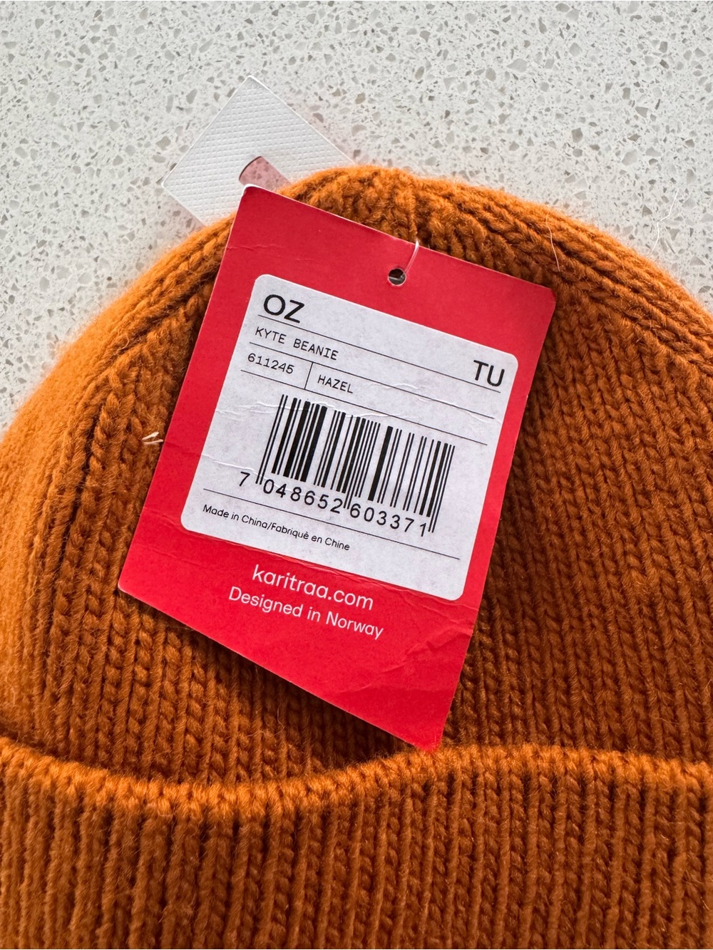 Kari Adult Orange Knit Beanie - Picture 3 of 3